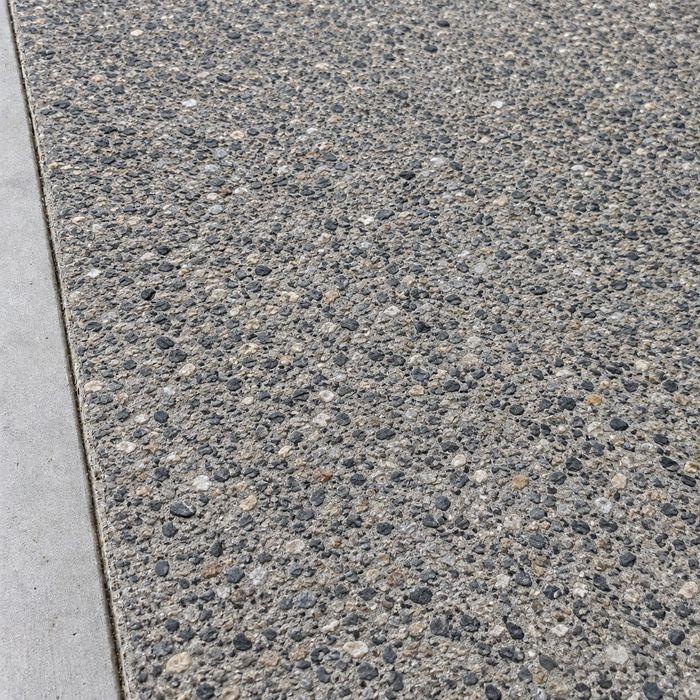 Exposed aggregate concrete sample